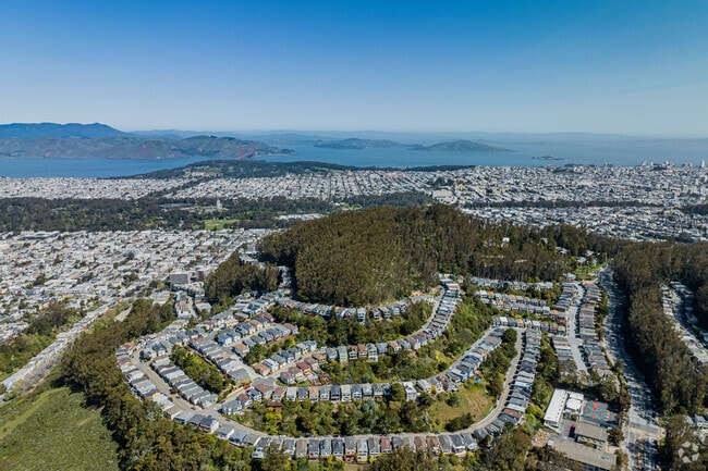 Forest Knolls wraps around Mount Sutro Open Space Reserve.