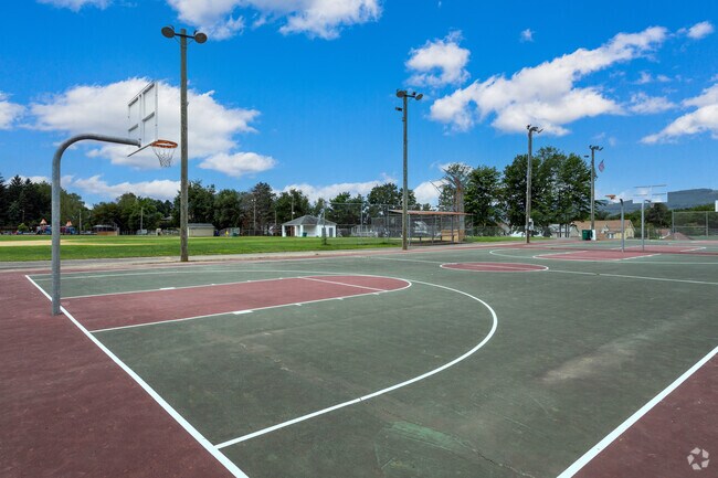 Shoot hoops and stay active at the basketball courts in Woodan Park, Jessup, PA.