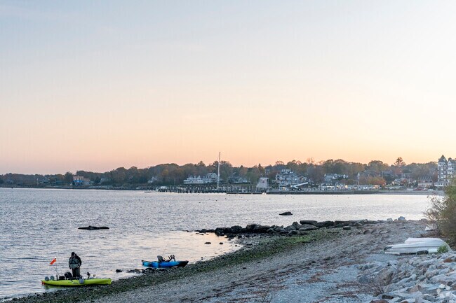 Kayak into the sunset along the Narragansett Bay coastline in downtown Jamestown Village.