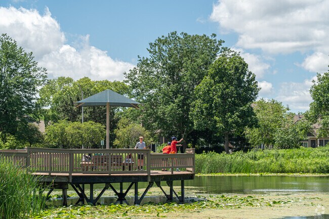 The Hobson West Ponds is a popular fishing spot for a group of friends in Naperville, IL.