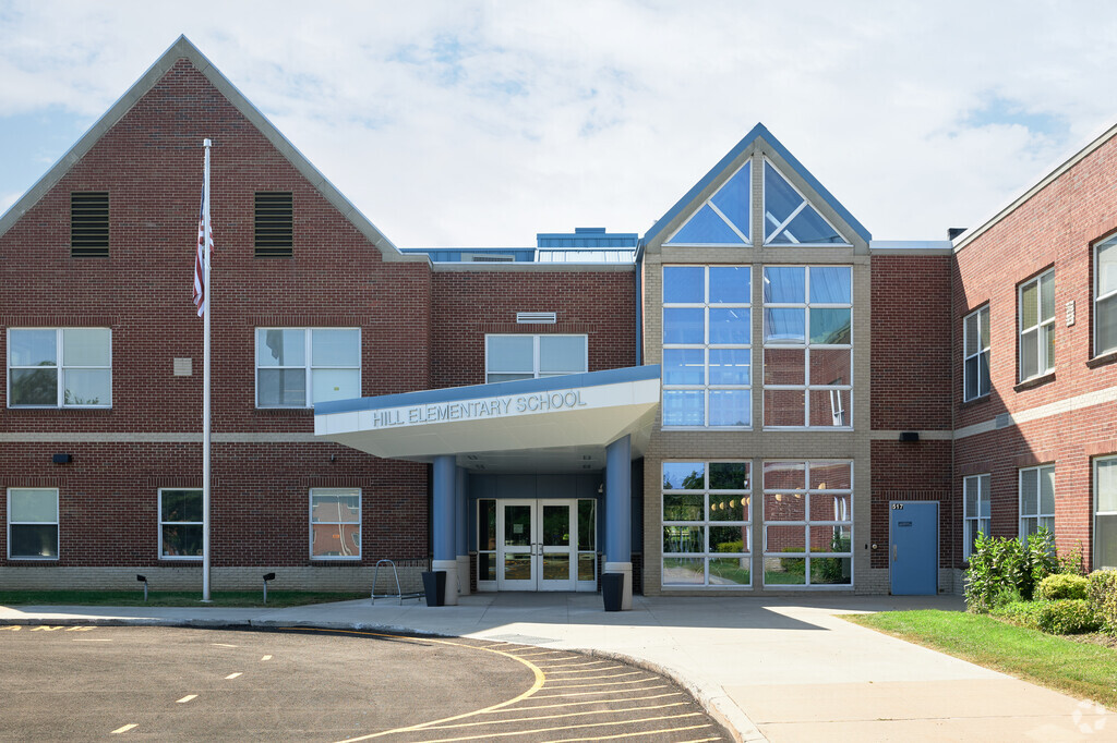 Main entrance to Hill Elementary School in Brockport, NY.