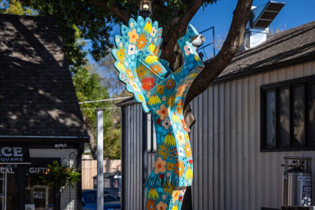A small Keeper of the Plaines statue sits at College Hill near Longview.