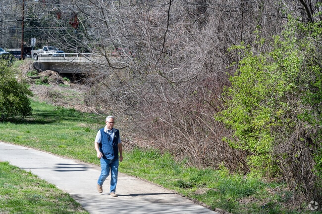 The walking trails at Latham Park in Greensboro are a neighborhood favorite.