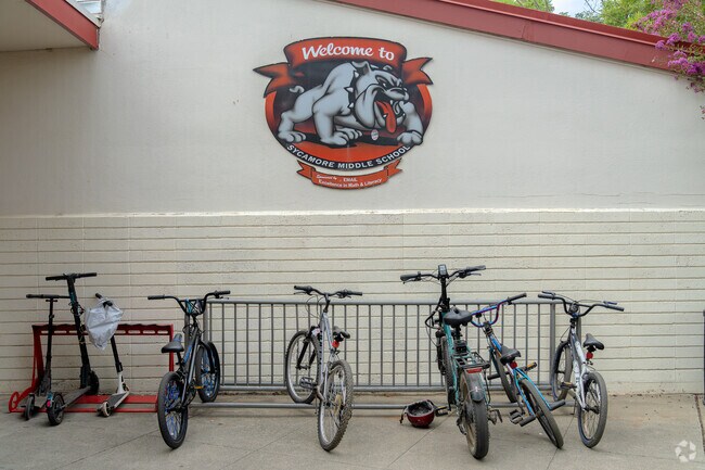 Bike lock areas are available for students at Sycamore Middle School.