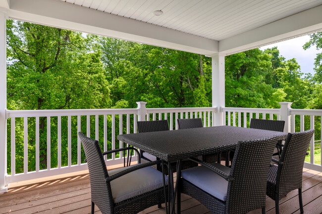 Covered porches are available at the Fayette Farms Ranch Homes. Enjoy the serene setting, perfect for a relaxing evening in your own backyard.