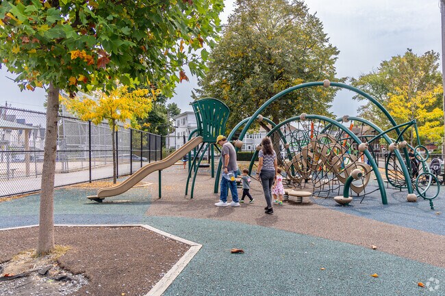 Trafton Park in the Maplewood neighborhood of Malden, MA is a popular spot with families.