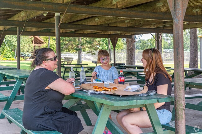The pavilions at Veteran's Memorial Park are a great place to picnic or host events.