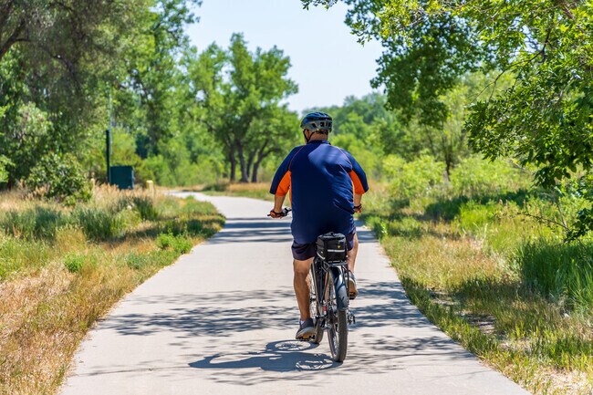 bikers can cruise along the smooth concrete trails that meander along Clear Creek.