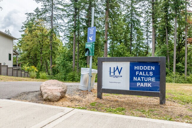The Sign for Hidden Falls Nature Park in Rock Creek Neighborhood.
