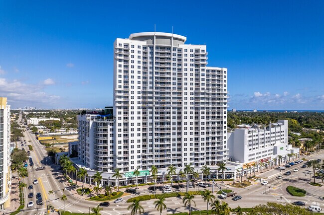 There are many high-rise apartment buildings in Downtown Hollywood.
