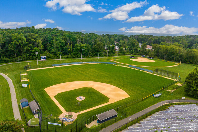 Aerial view of baseball fields at Randolph Middle School.