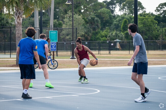 Whistle Stop Park in Florida Shores contains basketball courts for public use.
