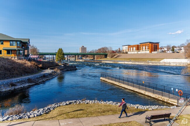 Linear Park offers stunning views of the Oswego River and downtown Oswego.
