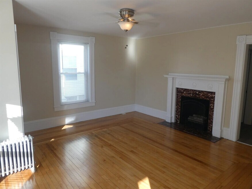 Living space with decorative fireplace