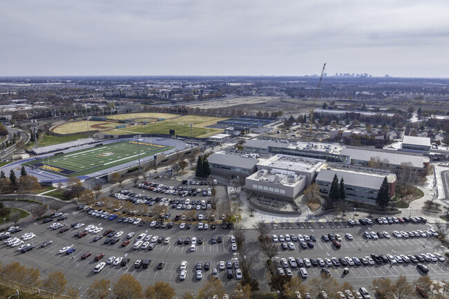 Inderkum High School offers a sprawling campus when viewed from above.