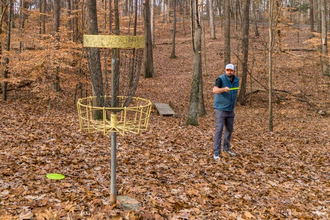 You can enjoy a game of disc golf at the 29-acre Squirrel Lake Park in Matthews.
