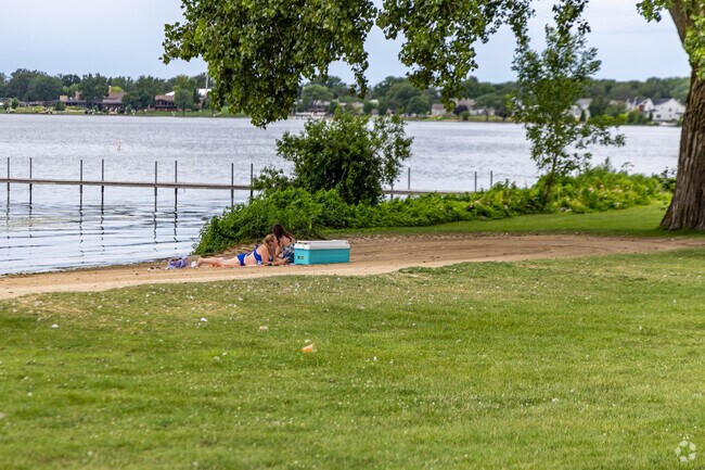 There is a perfect little beach at Delavan Community Park.