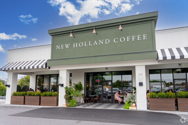 New Holland Coffee Company provides outdoor seating for locals who love to sip on their morning coffee.