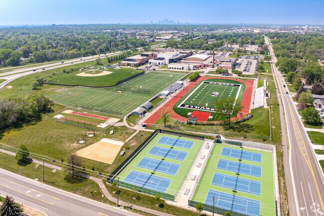 Roseville Area High School is located in the southeast quadrant of the Hamline neighborhood.