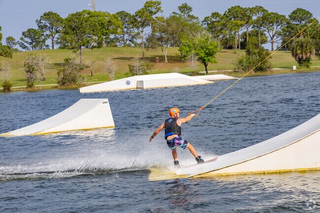 Abbey Park residents can challenge themselves in the water sports at Shark Wave park.