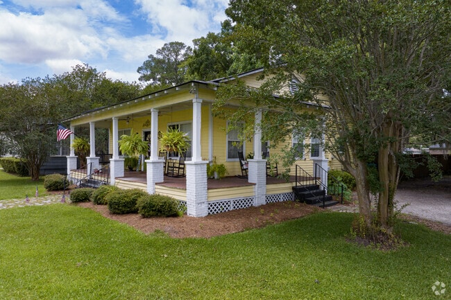 Wide front porches and brick columns are some of Bloomingdale's staple architectural features.