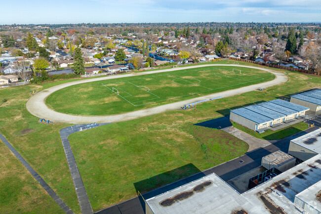 Play on the fields at W.E. Mitchell Middle School.
