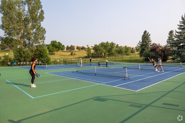 Enjoy a friendly game of pickleball at the outdoor courts in South Boulder’s open spaces.