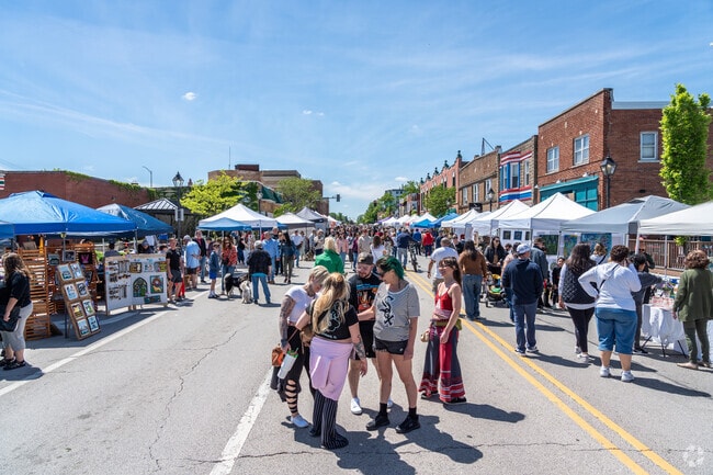 A large crowd turns out to the Lilac Time Arts and Craft Fair in North Lombard.