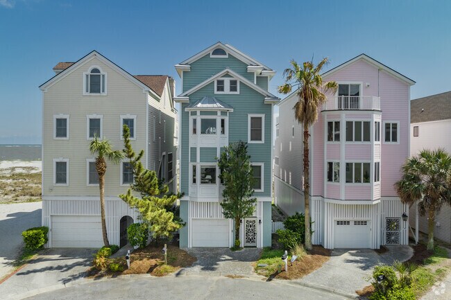 Find colorful townhomes with garages at Isle of Palms.