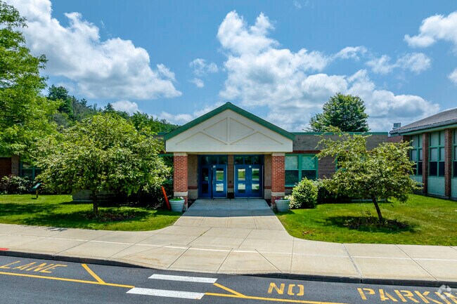 The main entrance to Mary E. Finn School in Southborough.