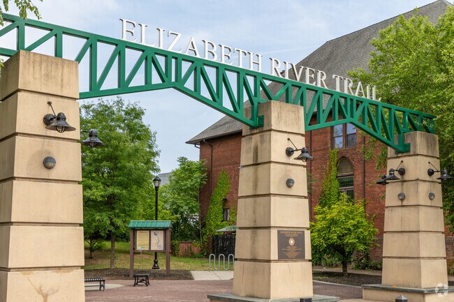 The Elizabeth River Trail is a walking trail and park along the river is Downtown Elizabeth.