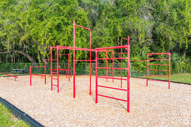 Kids enjoy playing on the play area at 
 Cypress Wood Elementary.