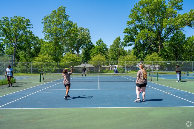 Lions Park features multiple tennis and pickleball courts for Glenwood Park residents.