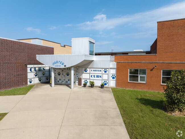 Drone photo of schools back entrance/student drop off location