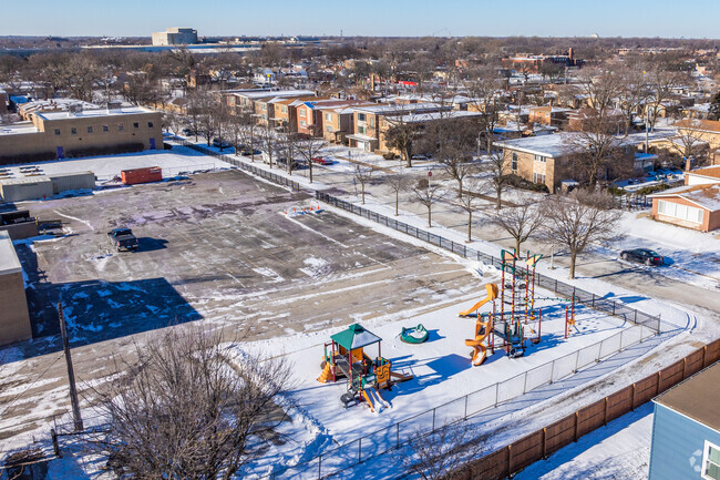 Earhart Elementary School has a playground for students.