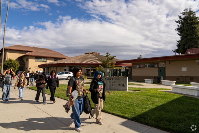 Watsonville High School bustling with students energy.