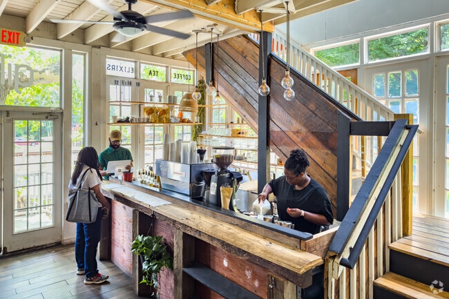 Gilly Brew Bar has a fun and funky interior in the Stone Mountain neighborhood.