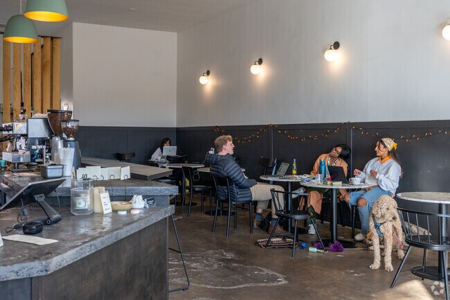 El Cerrito locals grab coffee and breakfast with friends at Scrimshaw Coffee.