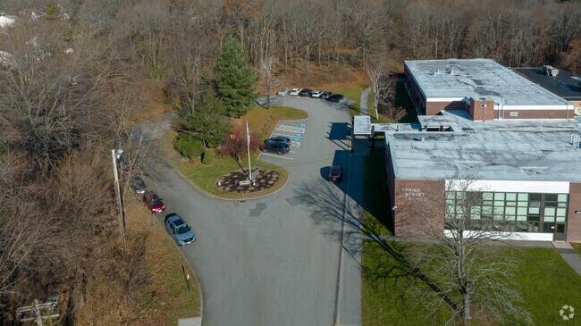 This is a aerial view of the entrance of The Spring Street School in Shrewsbury.