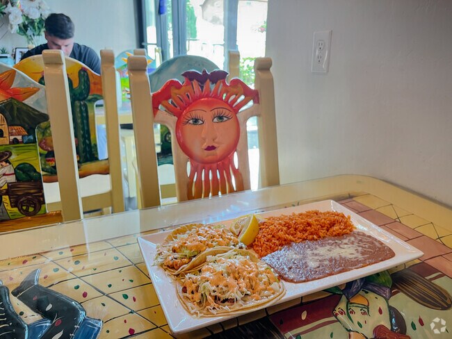 Delicious fish tacos from Rancho Grande Mexican Grill in The Seasons neighborhood.