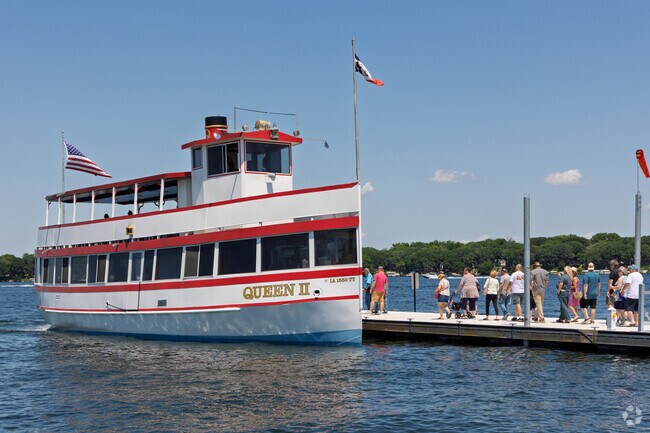 The Queen II offers boat tours of Arnolds Park and nearby Okoboji.