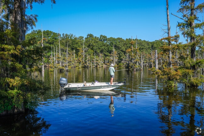 Lakeshore runs along Bayou Desiard and receives inflow from Black Bayou and Mill Bayou.