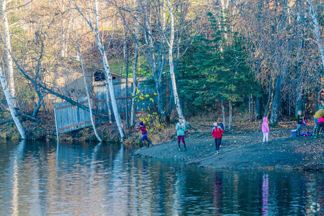 Kids cast their reels in hopes of catching a fish on Memory Lake in Tanaina.