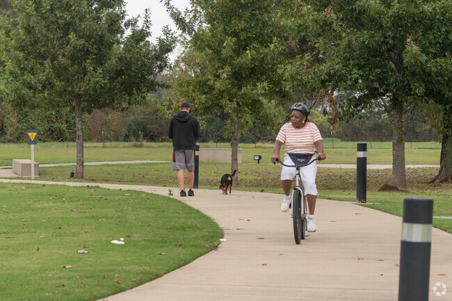Walker Place Park features walking trails and open spaces for exercise.