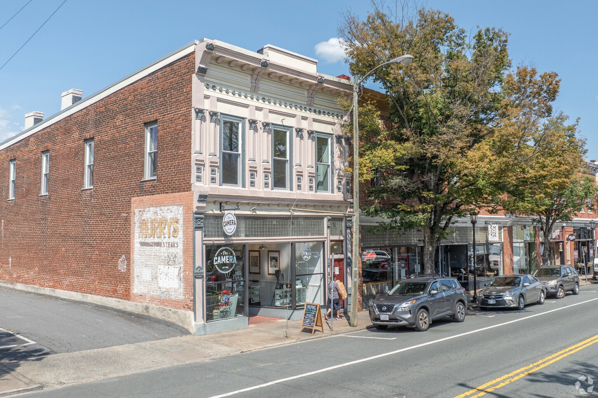 Old brick architecture lines Main Street in Starr Hill