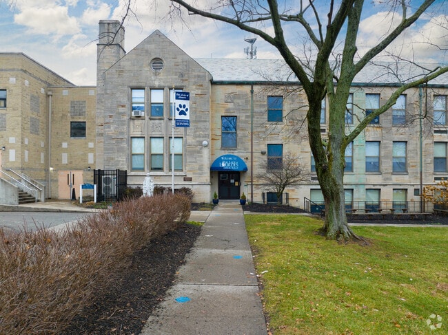 Here is the entrance to the Our Lady of Lourdes School.