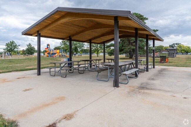 Tibbitts Park has a large covered picnic area for visitors to enjoy.