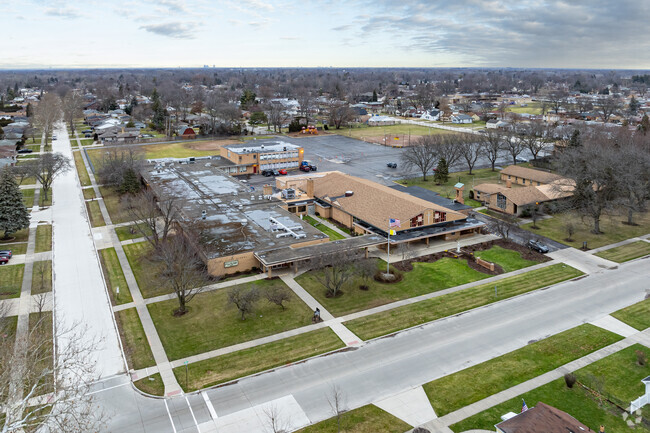 Aerial view of St. Linus School in Dearborn.