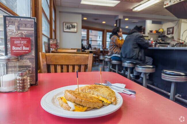 A french toast sandwich at Band Box Diner in Elliot Park.