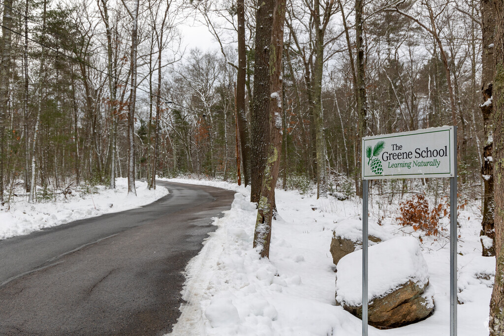 Main road leading to The Greene School in West Greenwich, Rhode Island.